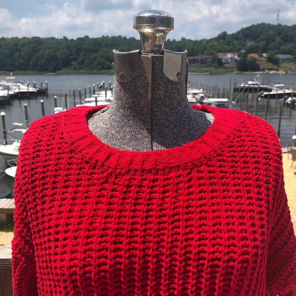 M XL XXL red  crop top sweater! - Picture 3 of 10